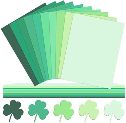 Assorted Green Card Stock Sheets, 100 Sheets, 8.5x11, 65lb