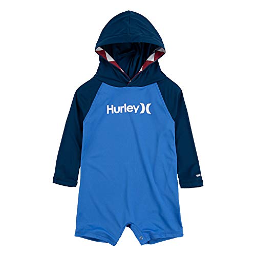 Baby Boys  Long Sleeve Hooded Coverall, Pacific Blue, 0-3 Months