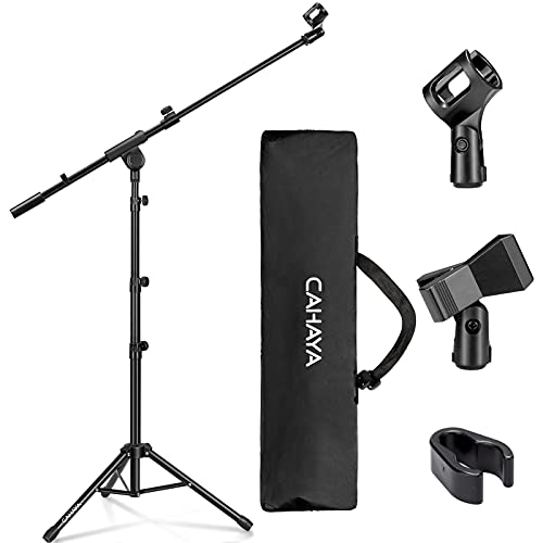 Tripod Microphone Stand with Boom Arm, Carrying Bag, and 2 Clips