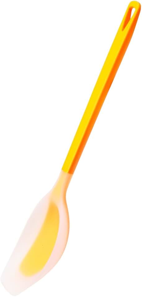 Yellow silicone triangle grip cooking spoon