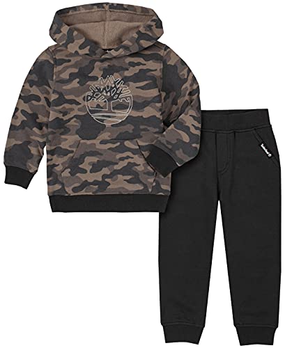 Baby Boys  2 Pieces Hooded Pullover Pants Set, Green Grey, 24M