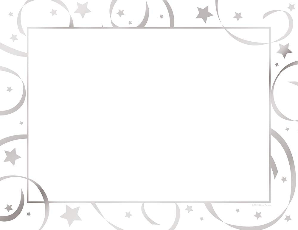 Silver Star Foil Certificates, 8.5" x 11", 15 sheets