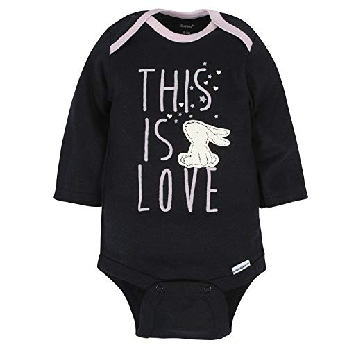 Baby Girls' 6-Pack Long-Sleeve Onesies Bodysuits, Bunny, 0-3 Months