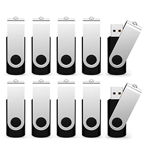 10 Pack 128MB USB 2.0 Flash Drives Bulk Pack USB Thumb Drives Memory Stick Jump Drive Pen Drives with LED Indicator (128 MB, 10pcs, Black)