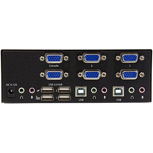 .com 2 Port VGA KVM Switch - Dual VGA - Hot-key & Audio Support - 1920x1200 KVM Switch - KVM Video Switch (SV231DVGAU2A),Black