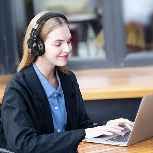 Bluetooth Over Ear Headphones - Wireless/Wired 110 Hrs Stereo Bluetooth Headsets Foldable Headset with Deep Bass 50mm Neodymium Drivers for PC/Phone - Studio Wireless(Y80B)