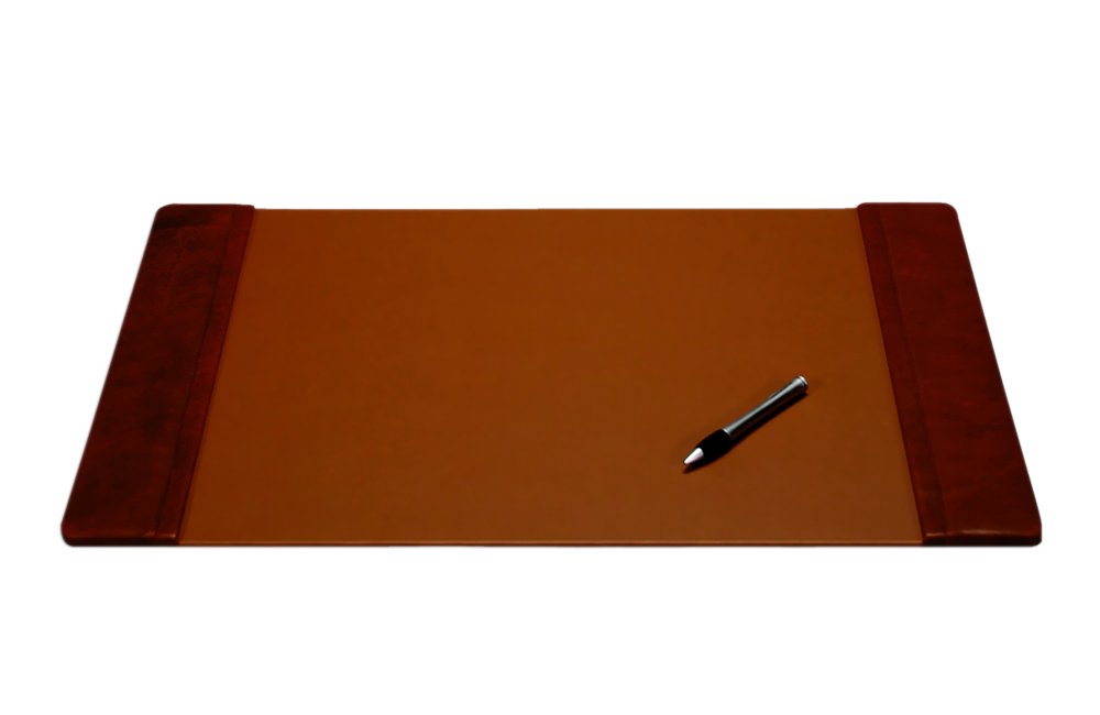 Leather Desk Pad with Side Rails, Mocha, 22 x 14