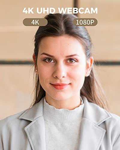 4K Webcam with AI Tracking, Autofocus, Auto Framing, 95 Wide Angle Field of View Web Camera with Noise-Canceling Mic for Desktop/Laptop/Tablet, Works for Conferencing, Streaming, Gaming
