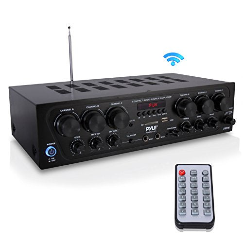 Bluetooth Home Audio Amplifier System - Upgraded 2018 6 Channel 750 Watt Wireless Home Audio Sound Power Stereo Receiver & Dual Electronics LU43PW 3-Way High Performance Outdoor Indoor Speakers