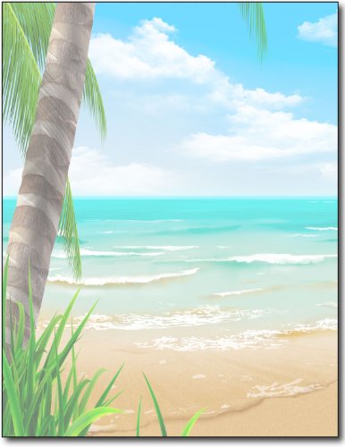Tropical Beach Stationery Paper, 100 Sheets