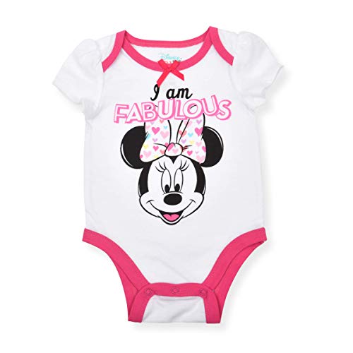 Minnie Mouse Girl's 5-Piece Short Sleeve Baby Bodysuit Creeper Set, Pink/White/Yellow, Size 12-18 Months