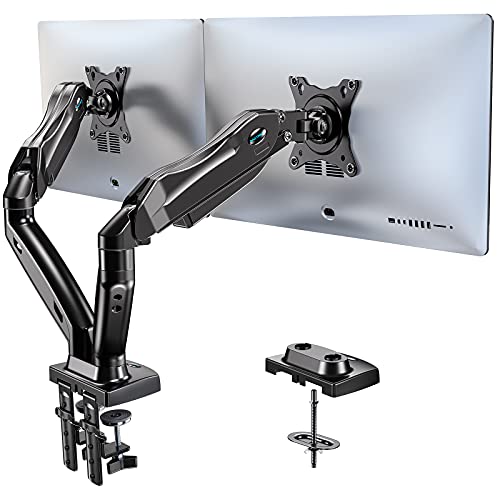 Dual monitor stand with adjustable arms for 17-27 inch screens