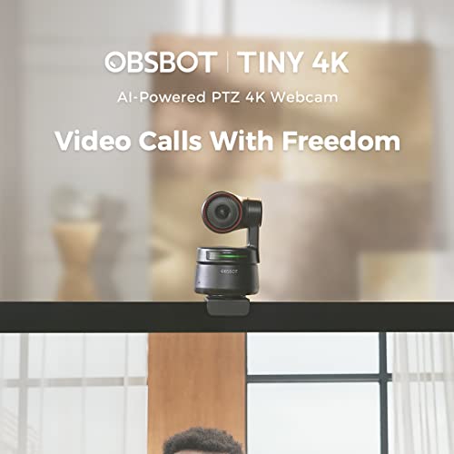 Tiny 4K AI-Powered PTZ 4K Webcam Ultra HD Auto-Frame Gesture Control HDR Webcam with 4X Zoom for Online Meeting/Online Class Video Chat Live Streaming Works with Zoom,Skype,TicTok,YouTube,etc