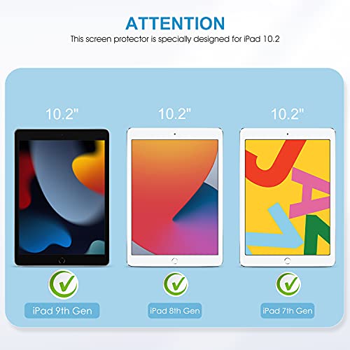 (3 Pack) Screen Protector compatible with iPad 9th 8th 7th Generation, Tempered Glass compatible with iPad 10.2 Inch 2021 2020 2019 Model (iPad 9 8 7)
