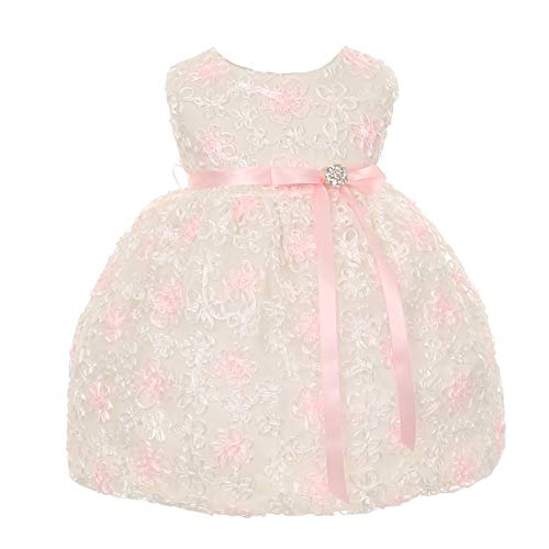 Baby Girls   Embroidered Mesh Flower Girl Dress Ivory XS
