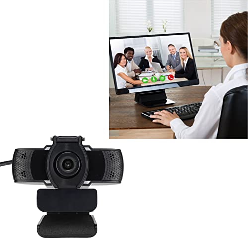 1080P Web Camera,HD Webcam with Microphone,USB 2.0 Computer Camera with Cover,Plug and Play,360 Degree Rotation,for Skype,Conference,Video Calling,etc(Black)