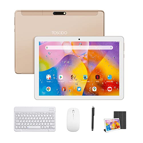 10 Inch Tablet 8 Core - Android 10.0 Ultra-Fast,4GB RAM 64GB ROM,72 Hours Long Standby,WiFi Support/Bluetooth/Keyboard/Mouse/Tablet Cover and More Include - Golden