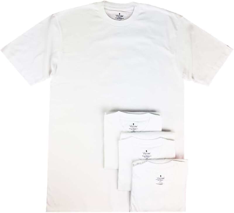 Men's Tall Heavy Cotton Short Sleeve Crew Neck Undershirt, 4 Pack