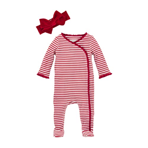 Baby Girl's Striped Sleeper and Headband Set, Red/White, 3-6 Months