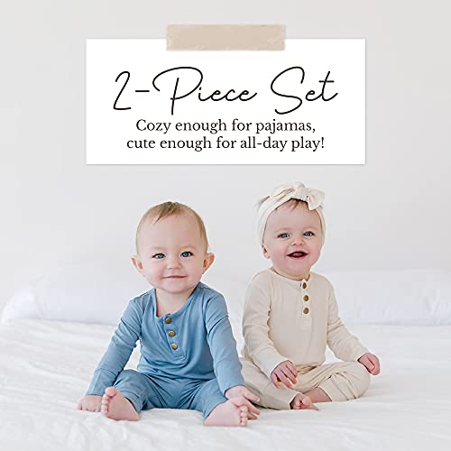Quinn St. Ultra-Soft & Luxurious  , Baby, Toddler Uni  Clothing Sets - Bamboo/Spandex Ribbed Fabric - Onesie/Footed Pant Set, Blush - 0-3 Months