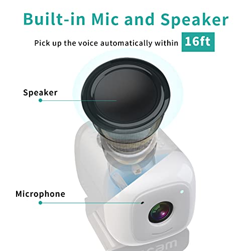 Webcam with Microphone and Speaker, HD 2K Web Camera for Laptop Desktop Computer PC,Portable USB Web Camera with Privacy Cover,Streaming Web Cam for Recording, Conferencing, Calling (Grey)
