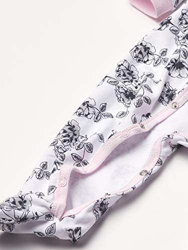 Girls' Coverall, White Cotton/Baby Pink/Black, 6-9 Months