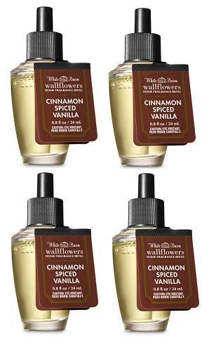 4 Pack Cinnamon Spiced Vanilla Wallflowers Fragrance Refill. 0.8 fl oz.