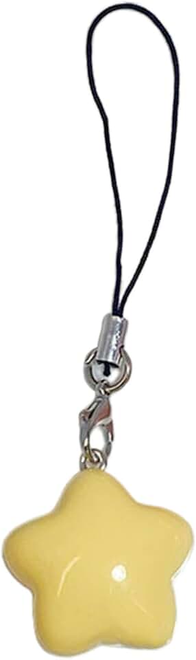 Yellow star-shaped phone charm and lanyard accessory