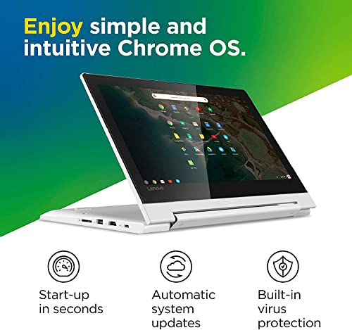 Flagship Chromebook 11.6" HD 2 in 1 Touchscreen Laptop, MediaTek MT8173C Processor, 4GB LPDDR3, 128GB Storage Space (64 GB eMMC + 64GB Micro SD), Chrome OS, Blizzard White