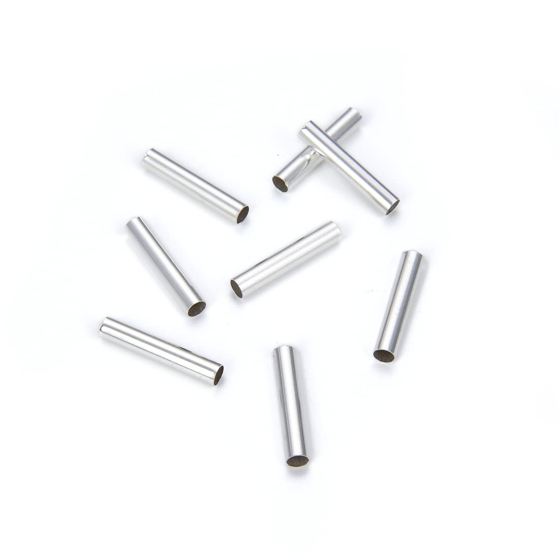 100pcs Silver Round Tube Beads for Jewelry Making