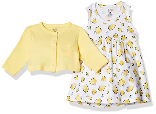 baby girls and Cardigan Casual Dress, Yellow Floral, 0-3 Months US