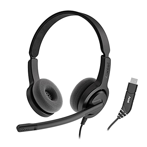 Voice USB28 HD Duo NC - Stereo USB Connection Headset with Noise Cancelling, Plug & Play for VoIP Softphone, Skype. Automatically Detectable, Automatic Gain Control Technology - Black