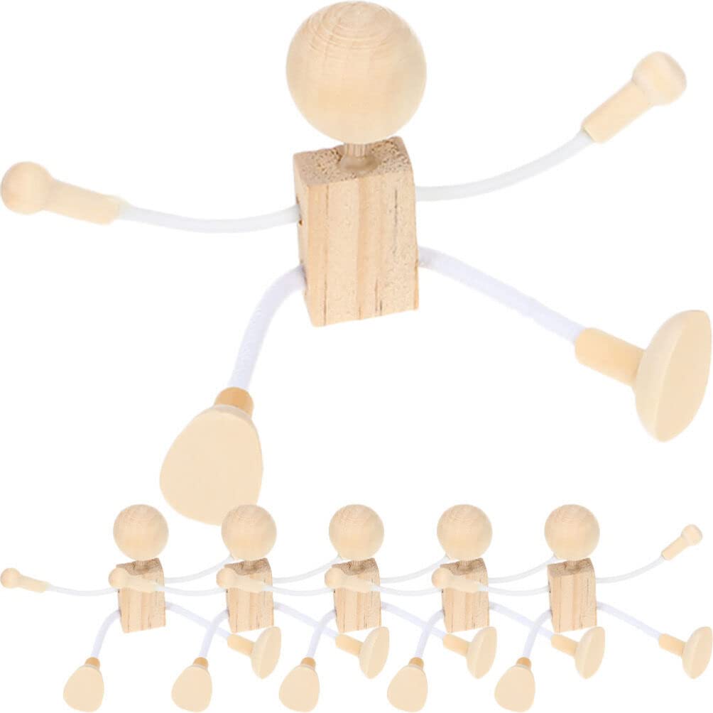 6pcs Unfinished Wooden Peg Dolls for Crafts and Decoration