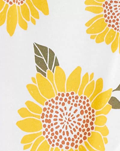 Girls' 1-Piece 100% Snug Fit Footie Sleeper PJs (Yellow Sunflower, 3 Months)