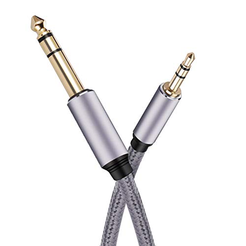 1/8 to 1/4 Stereo Cable 15 ft, 3.5mm to 1/4 Cable 6.35mm 1/4 Male to 3.5mm 1/8 Male TRS Stereo Audio Cable Nylon Braid Compatible for iPod, Laptop,Home Theater Devices, and Amplifiers