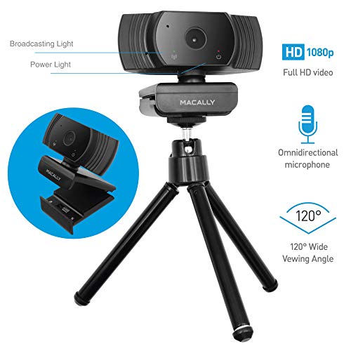 1080P Webcam with Microphone - Stay Connected Virtually - 120 Wide Angle HD 30FPS USB Computer Camera for Desktop - Web Cam for Streaming, Meetings, Skype, Zoom, PC, Laptop, Mac, Face Time