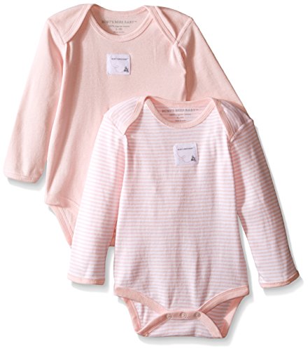 boys Bodysuits, 2-pack  Cotton Short & Long Sleeve One-pieces Bodysuit, Blossom/Stripe Long Sleeve, 0-3 Months US