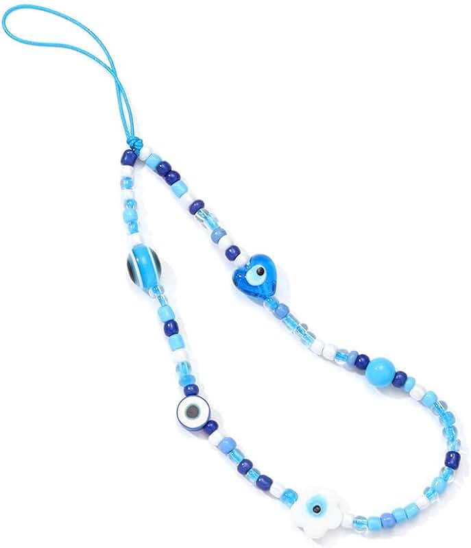 Beaded Evil Eye Pearl Phone Charm and Wristband