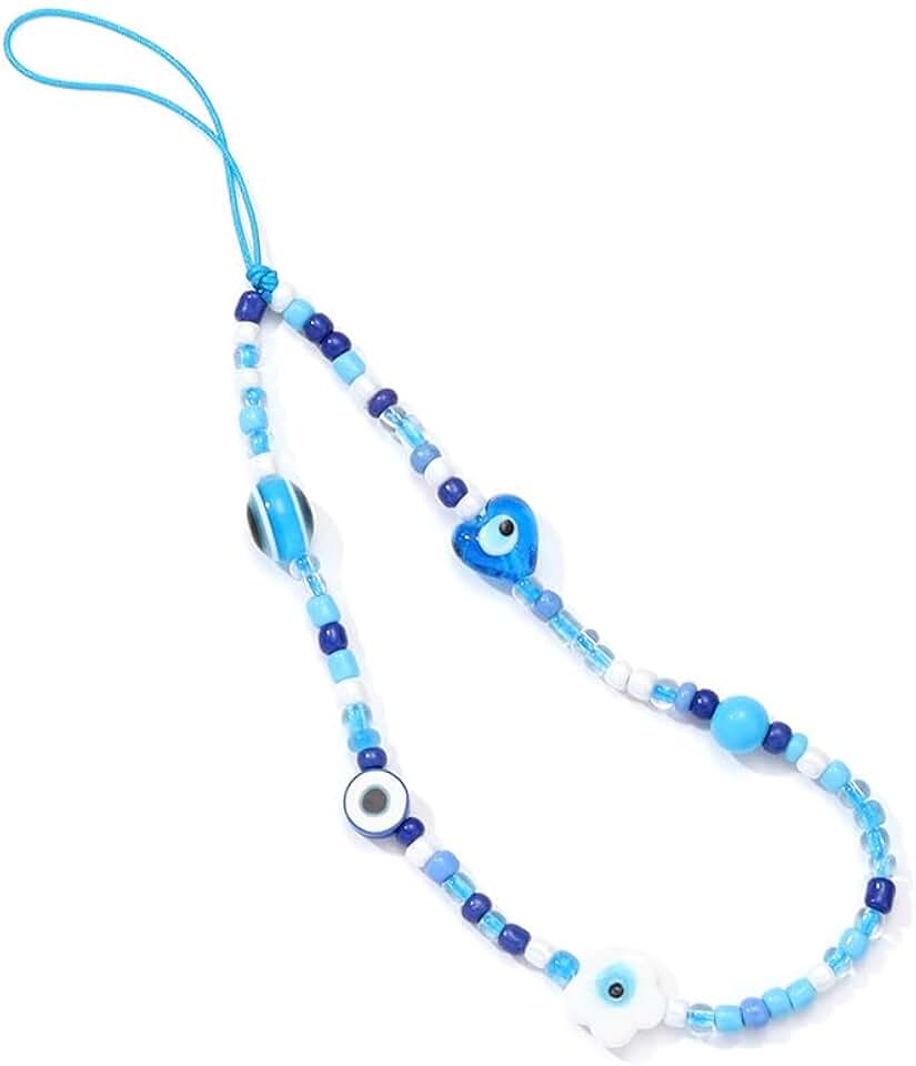 Beaded Evil Eye Pearl Phone Charm and Wristband