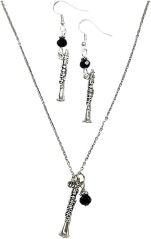 Clarinet Musician Necklace and Earring Set