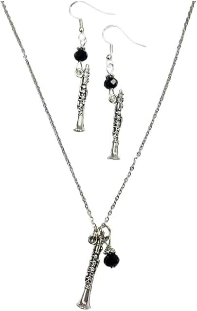 Clarinet Musician Necklace and Earring Set