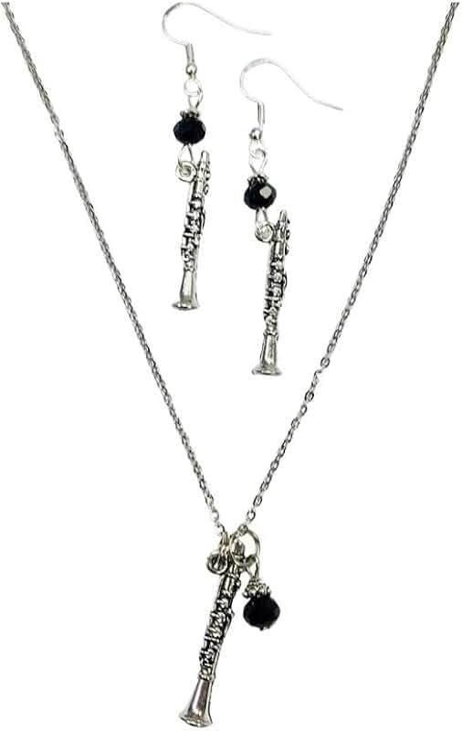 Clarinet Musician Necklace and Earring Set