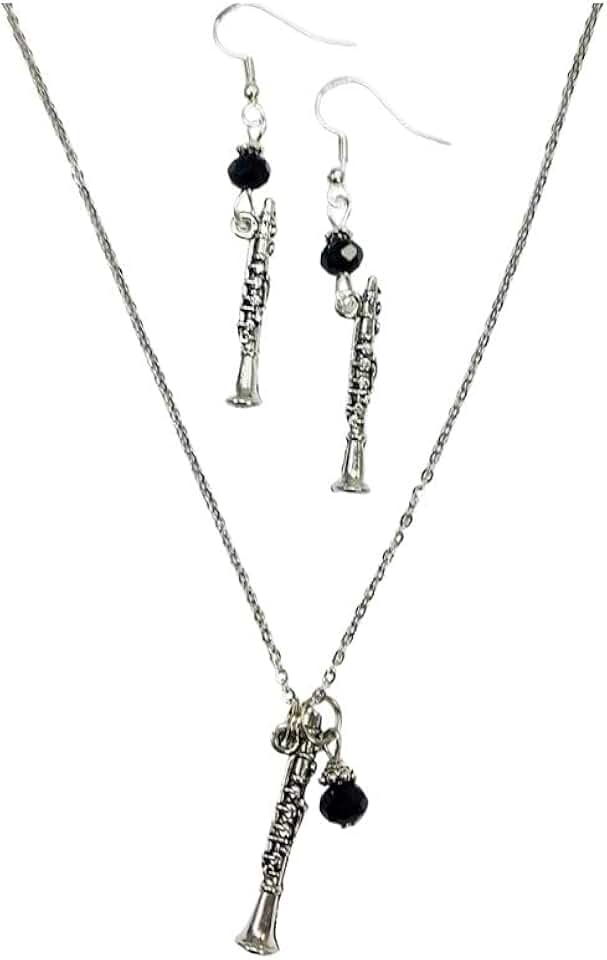 Clarinet Musician Necklace and Earring Set