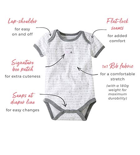 uni   Bodysuits, 3-pack Long & Short-sleeve One-pieces, 100%  Cotton Bodysuit, Tossed Tulips, 6 Months US