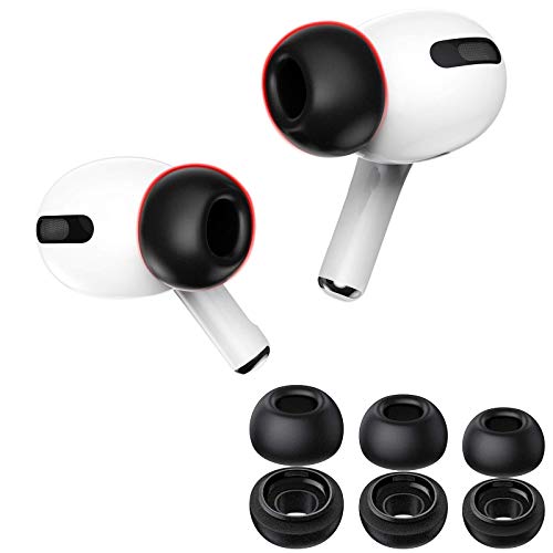 Premium Memory Foam Tips for AirPods Pro, 3 Pairs Black