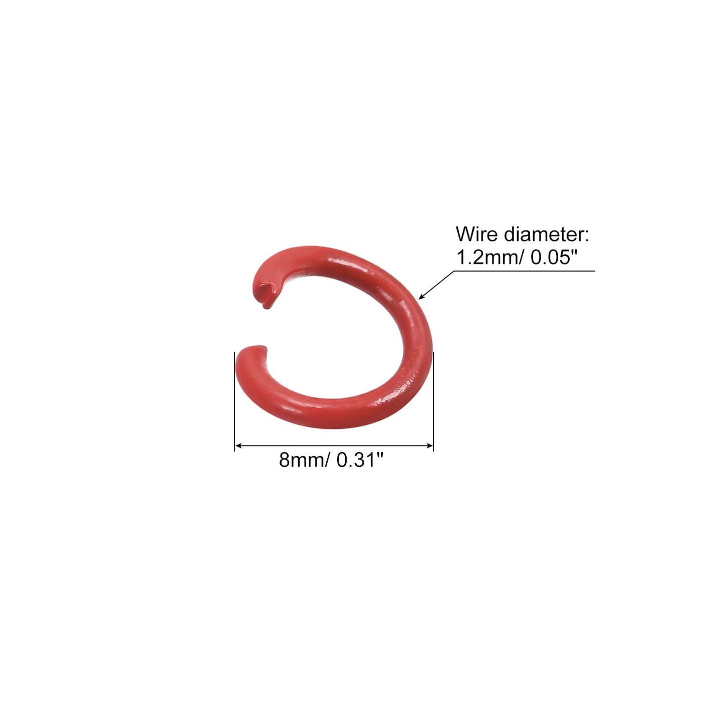 8mm Colorful Open Jump Rings for Jewelry Making, 100 Pack