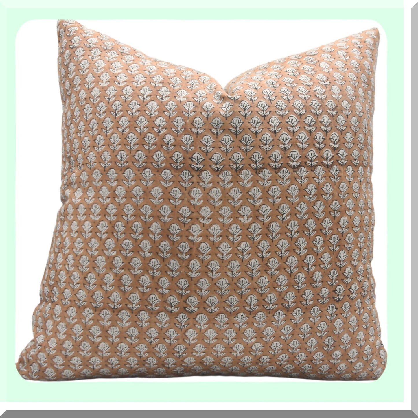 Boho Linen Floral Throw Pillow Covers - Vintage Sofa Cushion Cover - Outdoor Home Decor Tarangini - Brown - Block Print 18x18