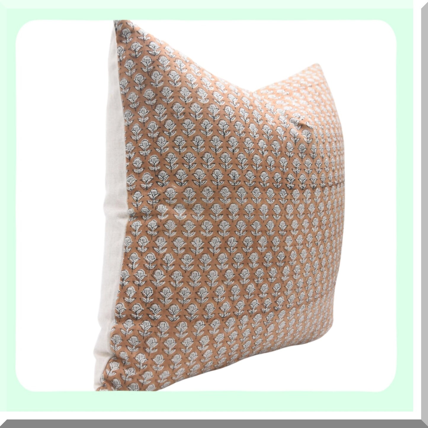 Boho Linen Floral Throw Pillow Covers - Vintage Sofa Cushion Cover - Outdoor Home Decor Tarangini - Brown - Block Print 18x18