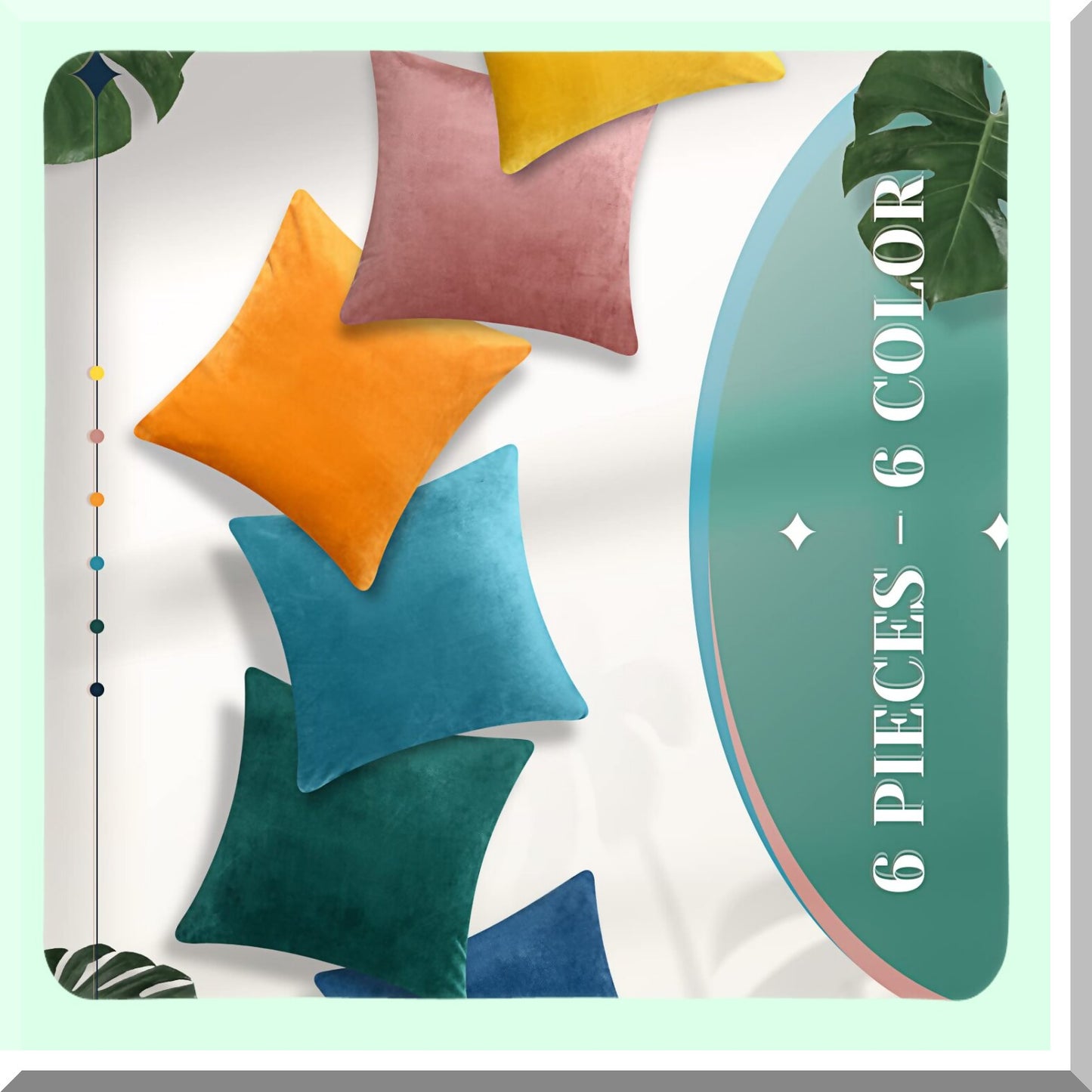 VelvetSoft Square Pillowcase Set - 6 Pack Decorative Throw Pillow Covers for Sofa Couch Bed Car Home Decor - Solid Cushion Cases - 18 x 18 inches