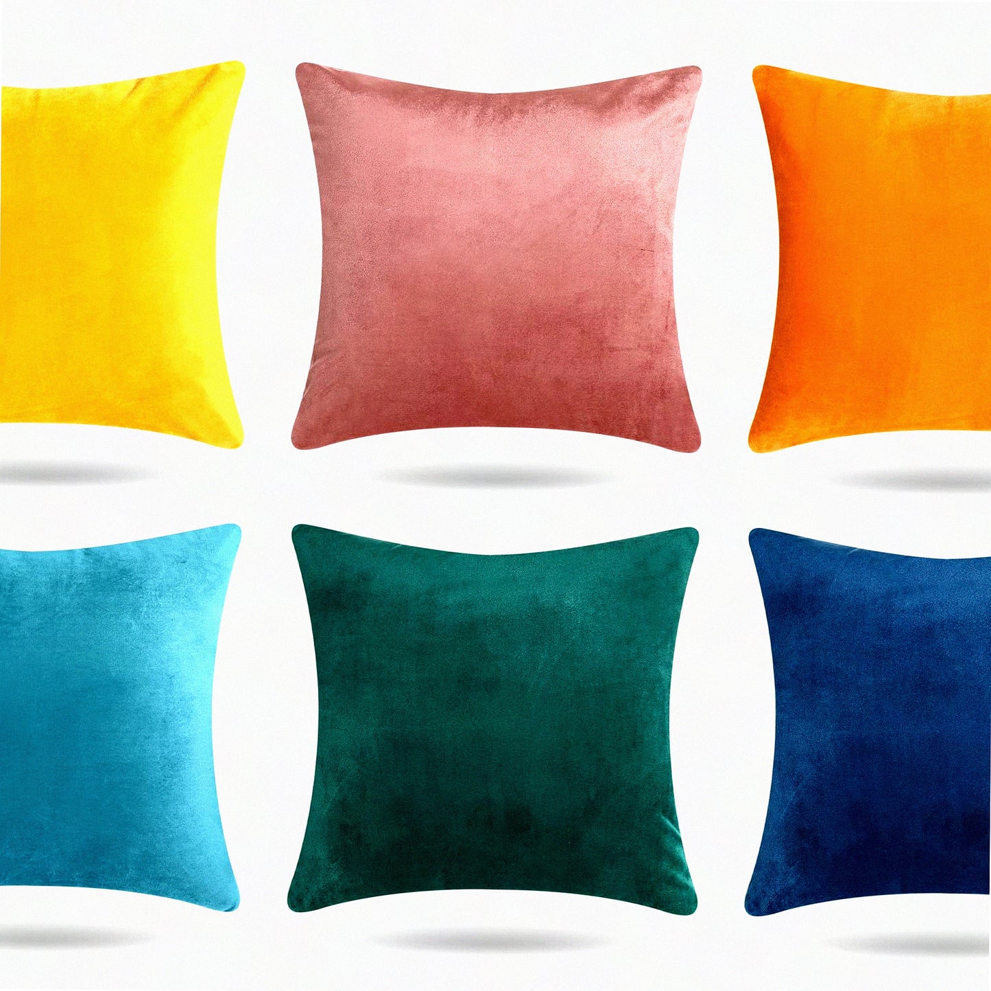 VelvetSoft Square Pillowcase Set - 6 Pack Decorative Throw Pillow Covers for Sofa Couch Bed Car Home Decor - Solid Cushion Cases - 18 x 18 inches